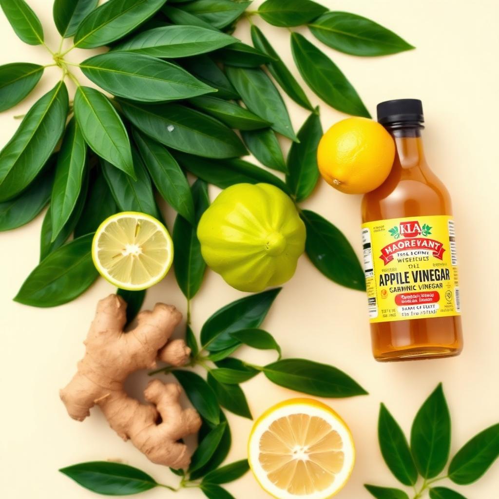 Natural ingredients in Puriva Diet including green tea, ginger and apple cider vinegar